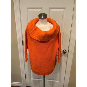 Alice + Olivia Orange Wide Cowl Neck Knit Sweater, Size XL NWT!